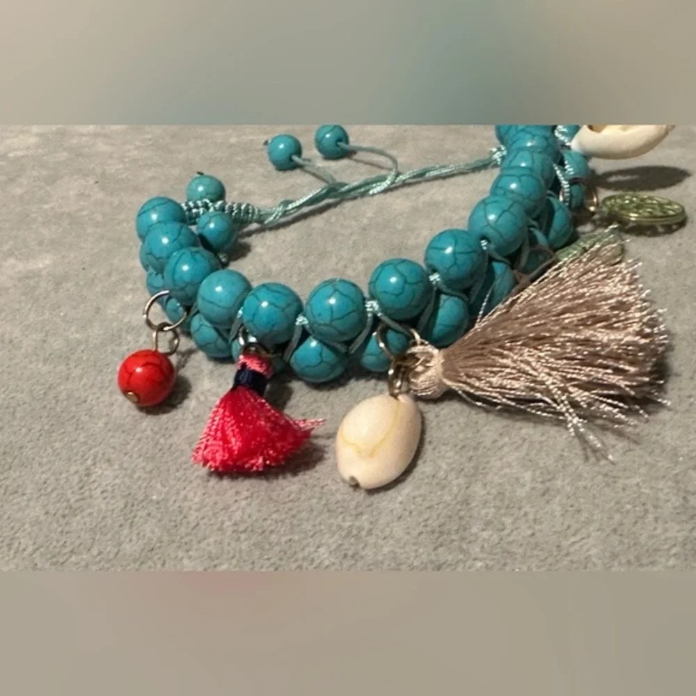 Good luck beach bracelet. Blue and Red Bohemian Bracelet